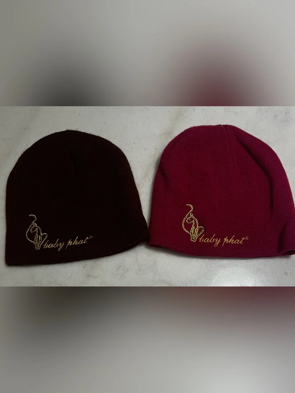 Vintage Baby Phat Y2K Knit Women’s Beanies Pink Brown Set Of 2
